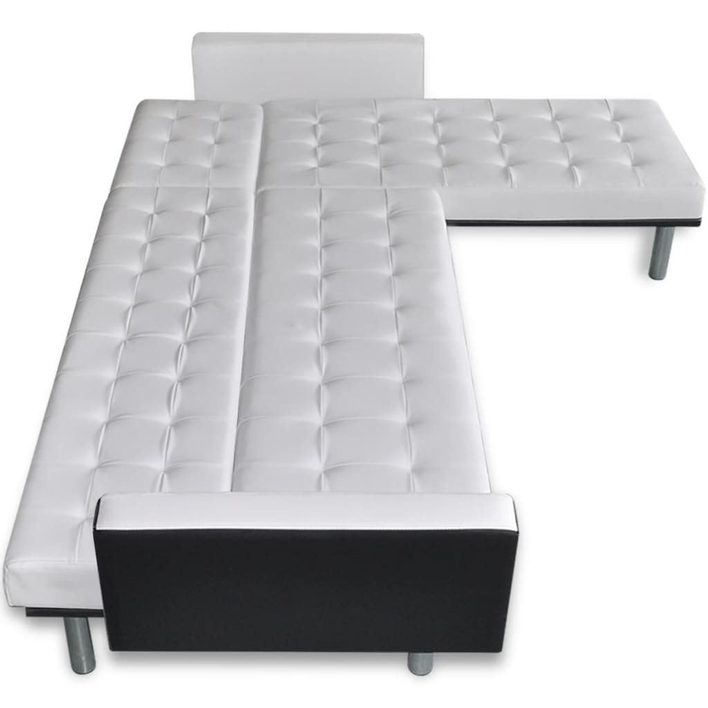 vidaXL Schlafsofa L-Form Kunstleder Weiß
