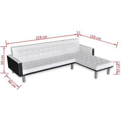 vidaXL Schlafsofa L-Form Kunstleder Weiß