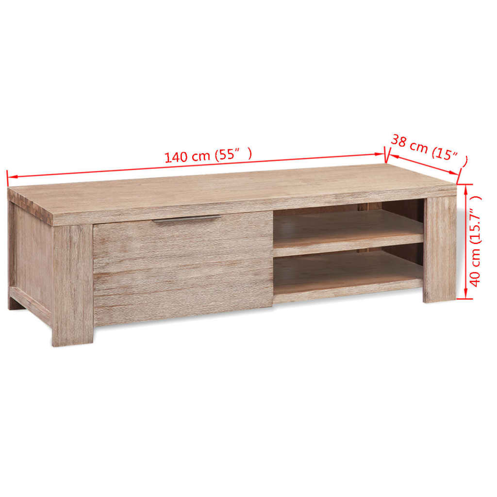 Meuble TV vidaXL en bois d'acacia massif brossé 140x38x40 cm