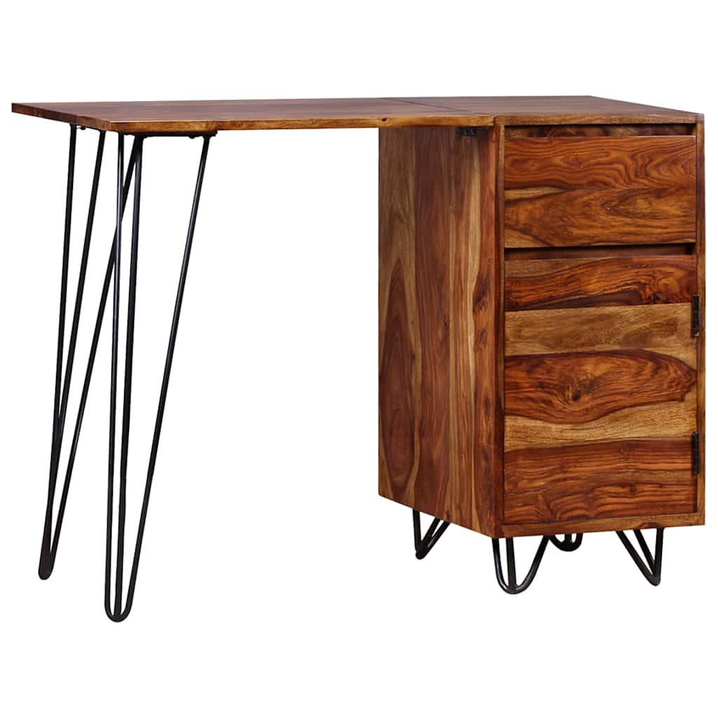 vidaXL Schreibtisch mit 1 Schublade und 1 Schrank Massivholz Akazie