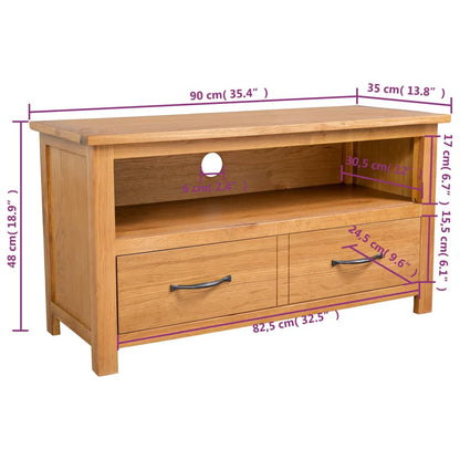 Meuble TV vidaXL 90x35x48 cm en bois de chêne massif