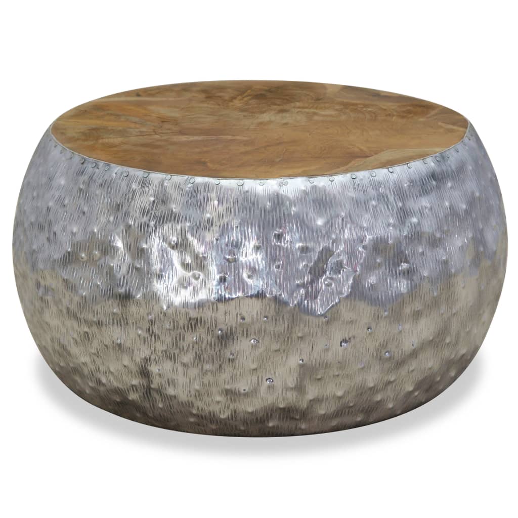 vidaXL Table basse aluminium teck 60x60x30 cm