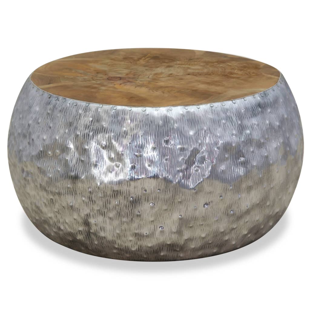 vidaXL Table basse aluminium teck 60x60x30 cm
