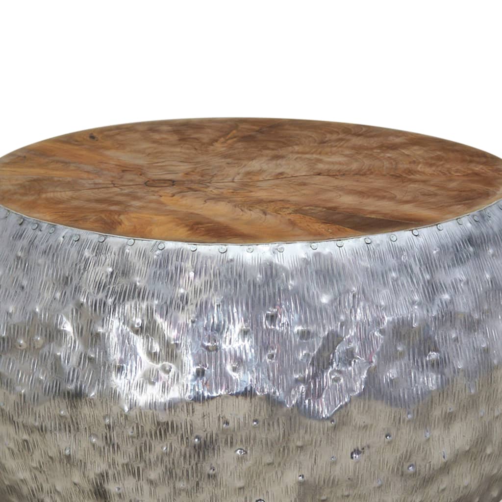 vidaXL Table basse aluminium teck 60x60x30 cm