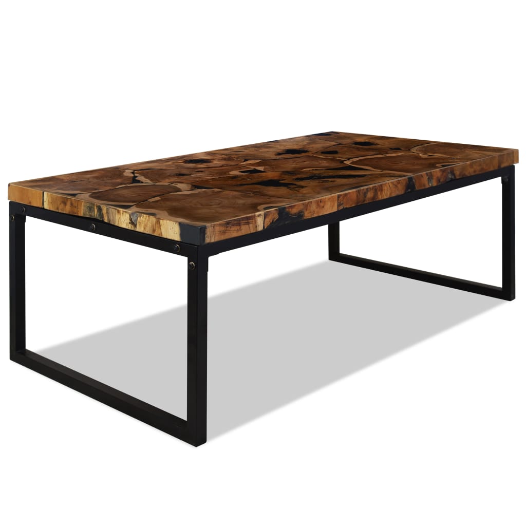 vidaXL Table basse en teck et résine 110x60x40 cm