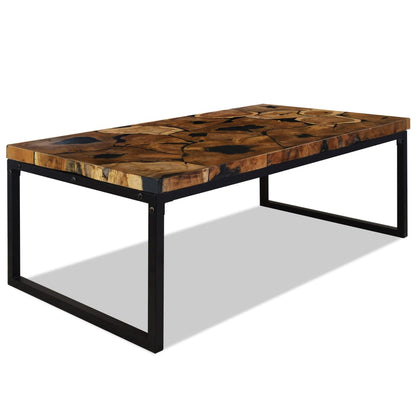vidaXL Table basse en teck et résine 110x60x40 cm