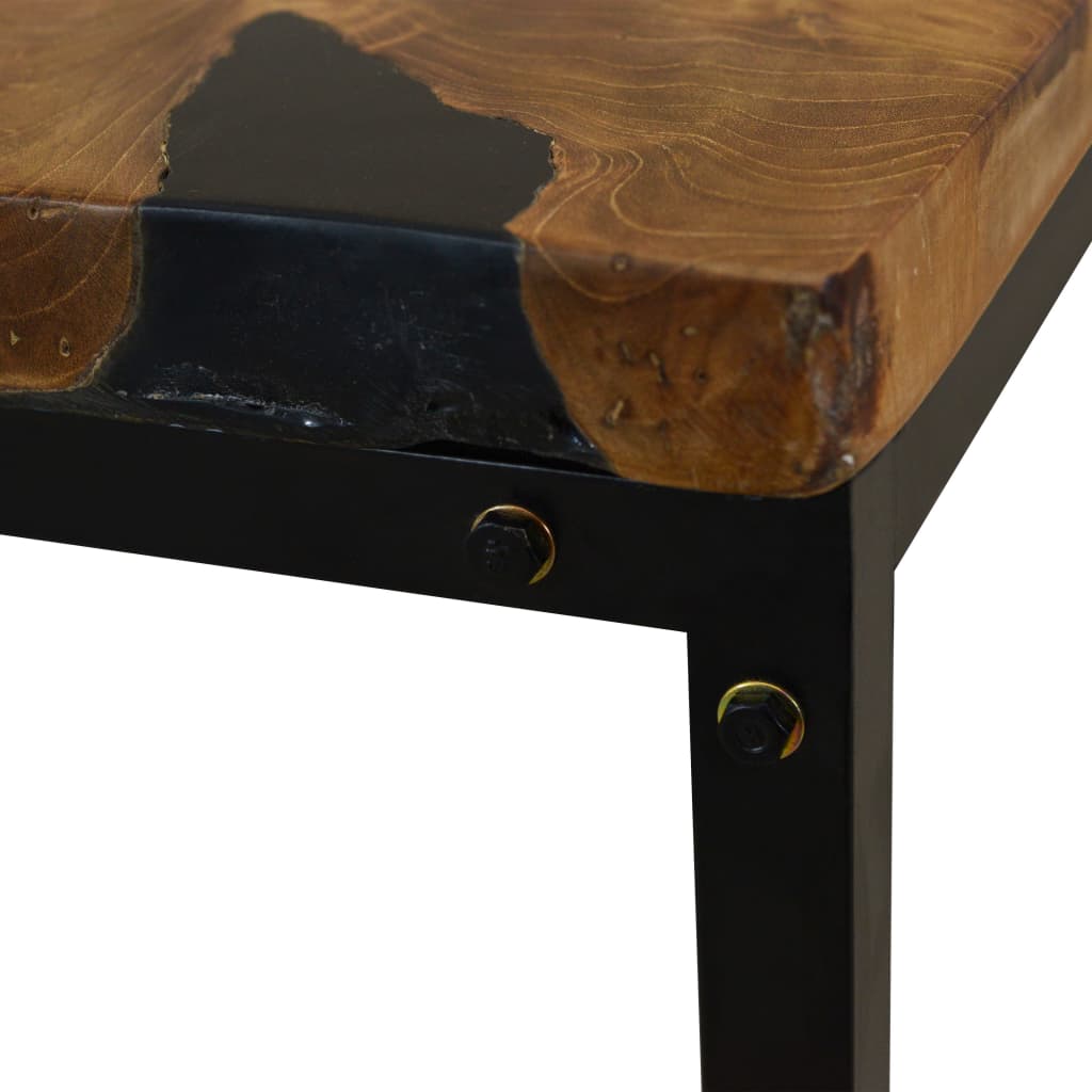 vidaXL Table basse en teck et résine 110x60x40 cm