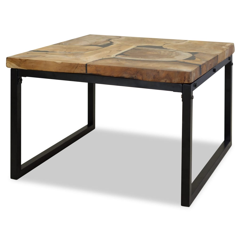 vidaXL Table basse en teck et résine 60x60x40 cm