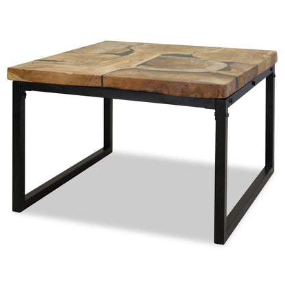 vidaXL Table basse en teck et résine 60x60x40 cm
