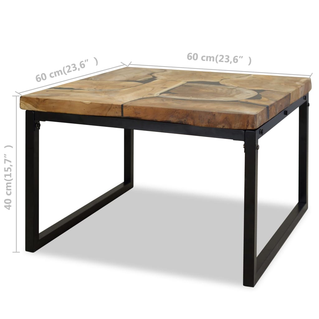 vidaXL Table basse en teck et résine 60x60x40 cm