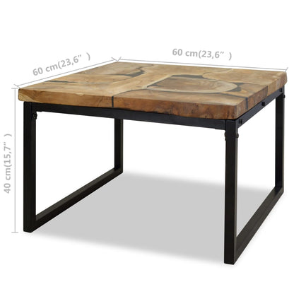vidaXL Table basse en teck et résine 60x60x40 cm