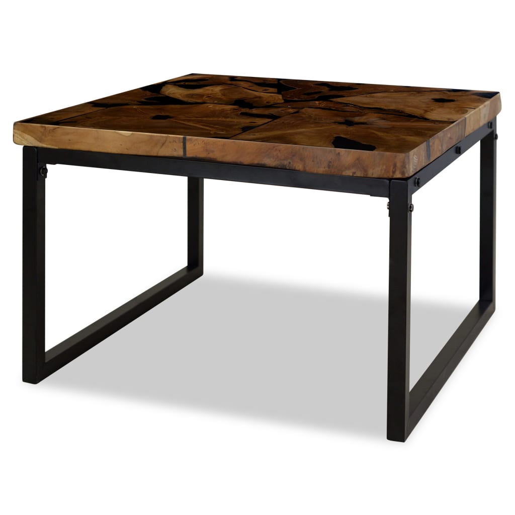 vidaXL Table basse en teck et résine 60x60x40 cm