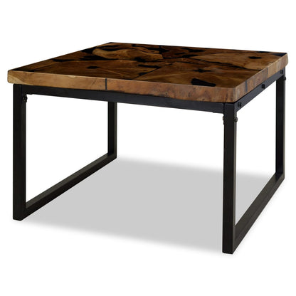 vidaXL Table basse en teck et résine 60x60x40 cm