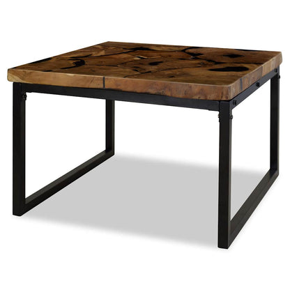 vidaXL Table basse en teck et résine 60x60x40 cm