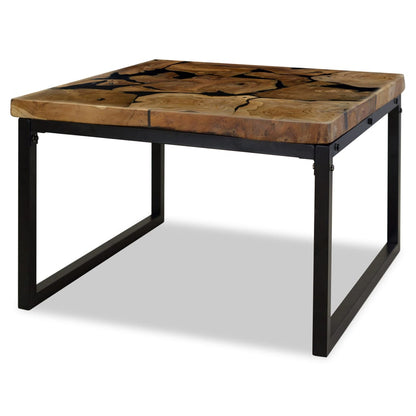 vidaXL Table basse en teck et résine 60x60x40 cm