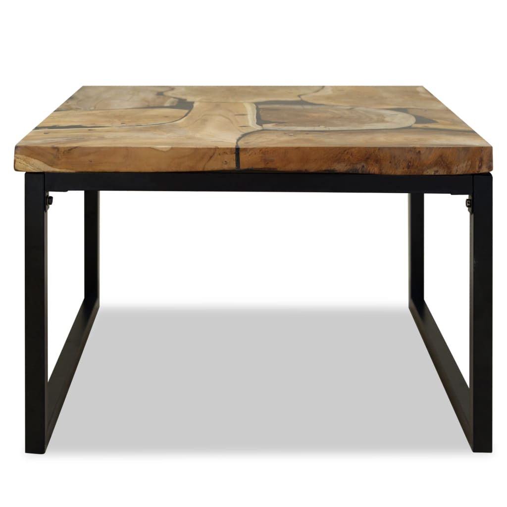 vidaXL Table basse en teck et résine 60x60x40 cm