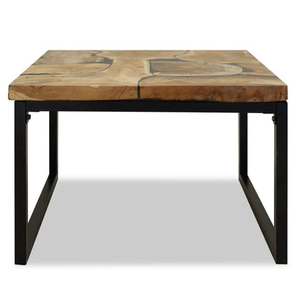 vidaXL Table basse en teck et résine 60x60x40 cm