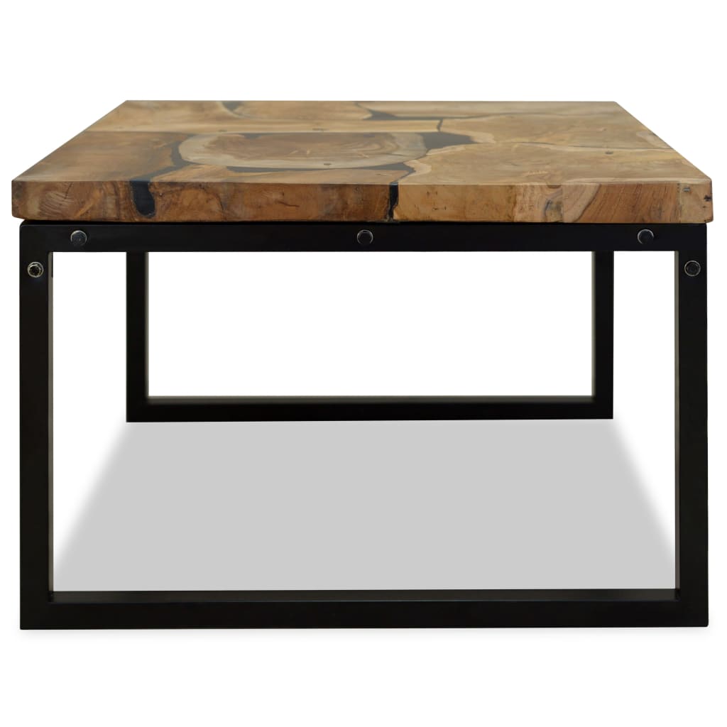 vidaXL Table basse en teck et résine 60x60x40 cm