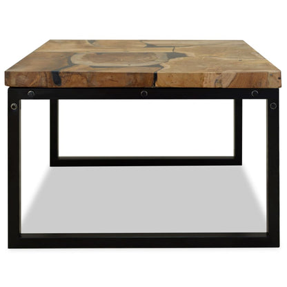 vidaXL Table basse en teck et résine 60x60x40 cm