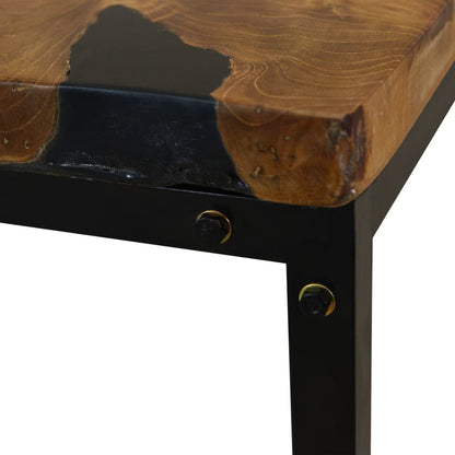 vidaXL Table basse en teck et résine 60x60x40 cm