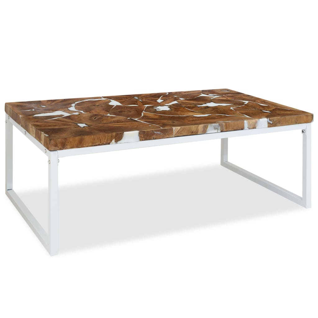 vidaXL Table basse en teck et résine 110x60x40 cm