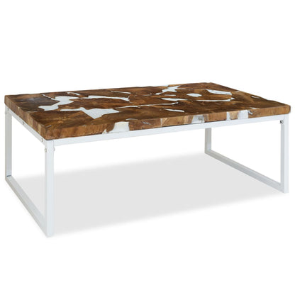 vidaXL Table basse en teck et résine 110x60x40 cm