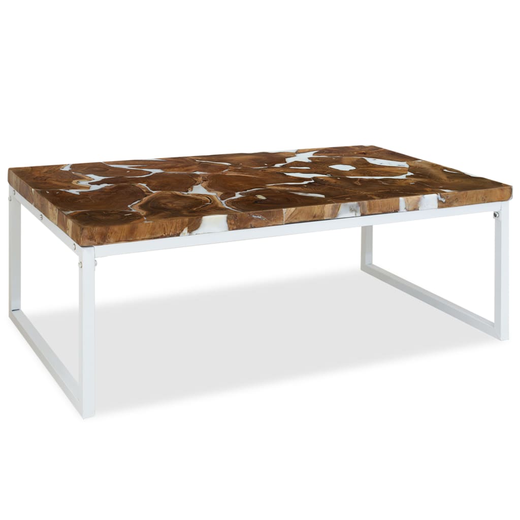 vidaXL Table basse en teck et résine 110x60x40 cm
