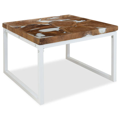 vidaXL Table basse en teck et résine 60x60x40 cm