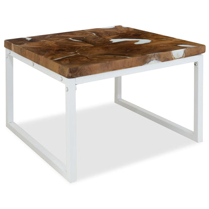 vidaXL Table basse en teck et résine 60x60x40 cm