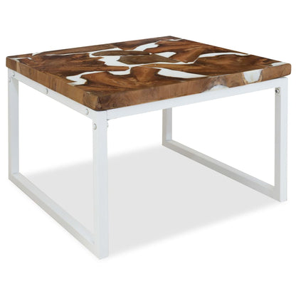 vidaXL Table basse en teck et résine 60x60x40 cm