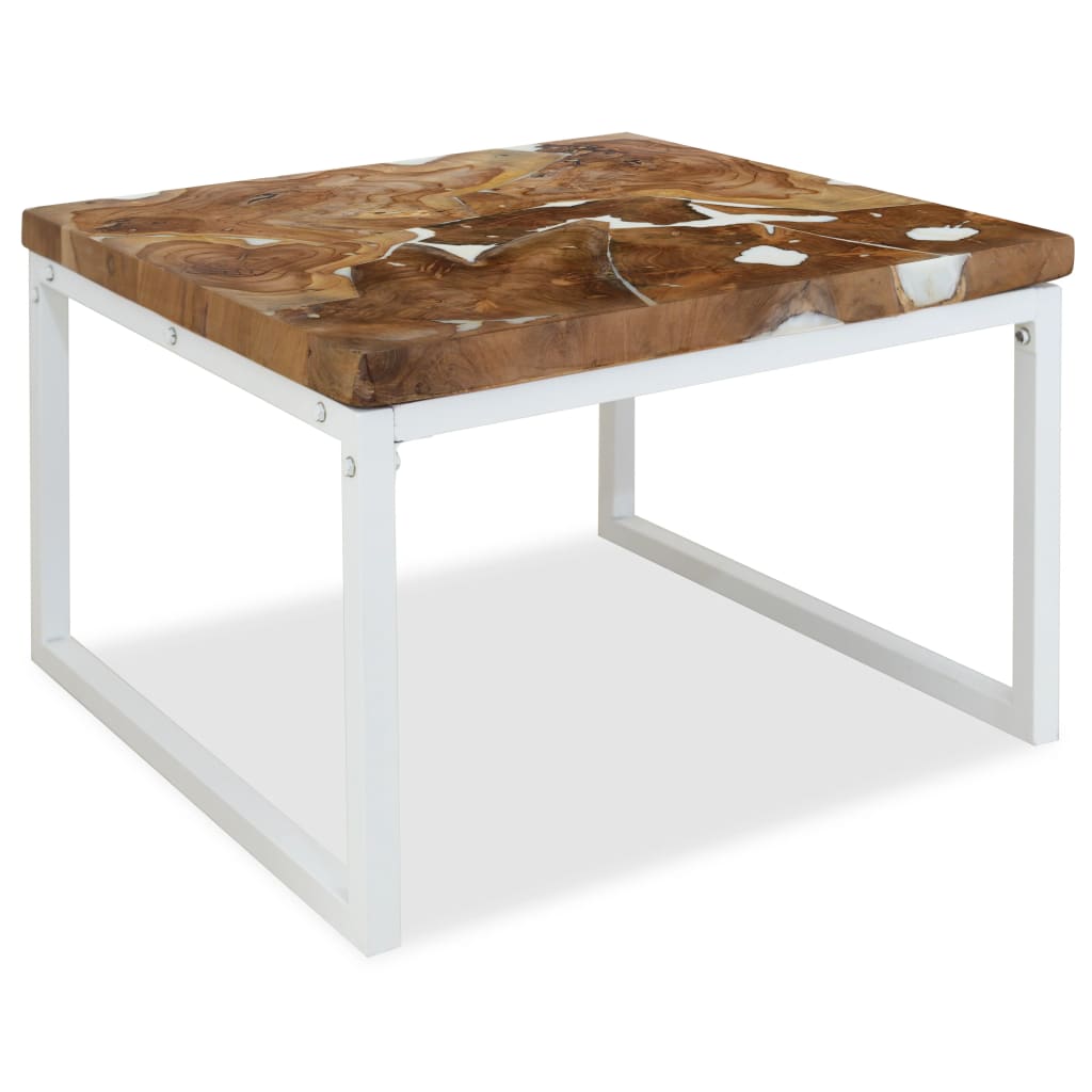vidaXL Table basse en teck et résine 60x60x40 cm