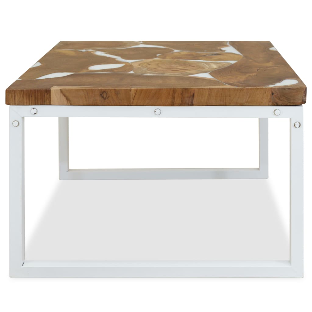 vidaXL Table basse en teck et résine 60x60x40 cm
