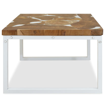 vidaXL Table basse en teck et résine 60x60x40 cm