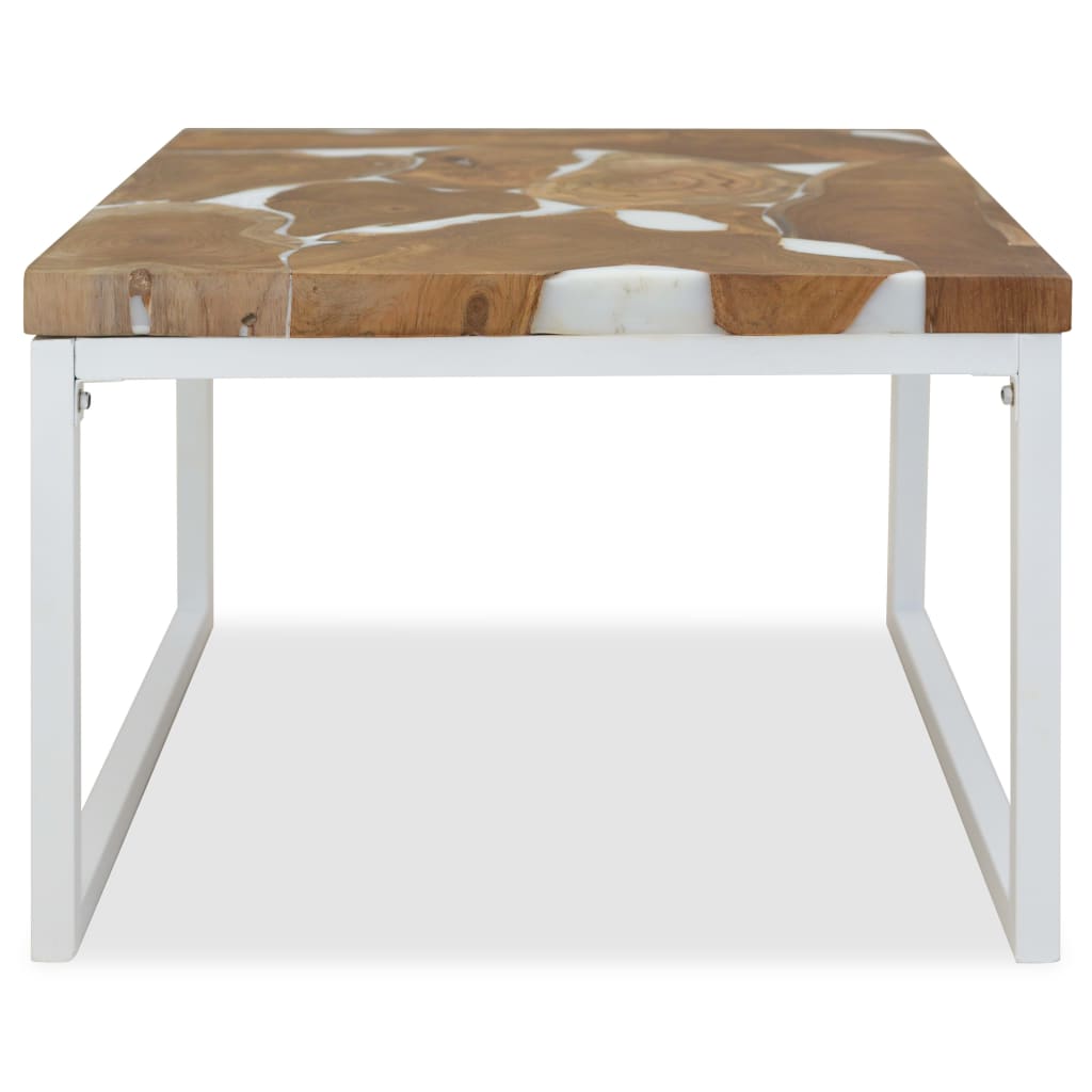 vidaXL Table basse en teck et résine 60x60x40 cm