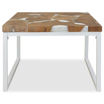 vidaXL Table basse en teck et résine 60x60x40 cm