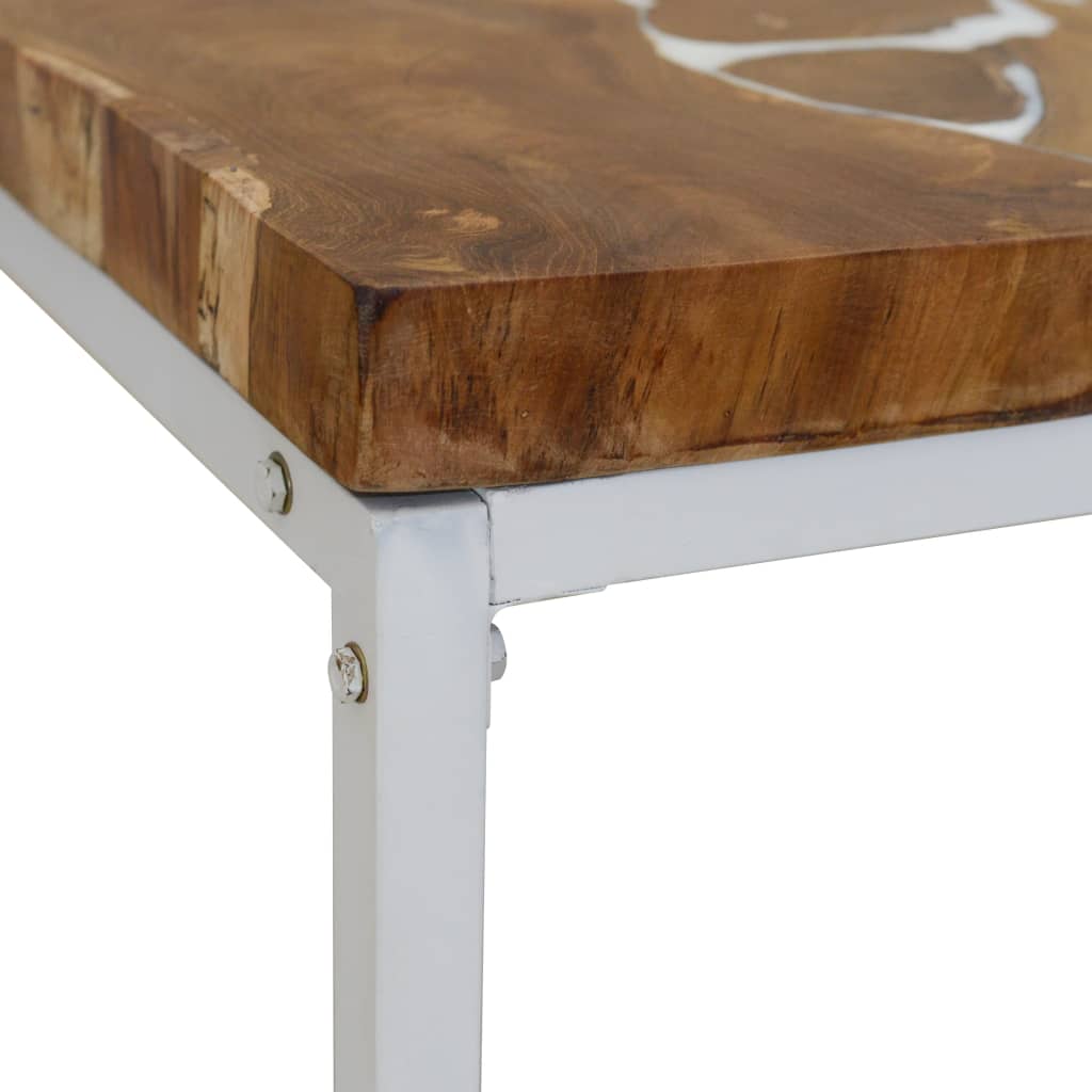 vidaXL Table basse en teck et résine 60x60x40 cm