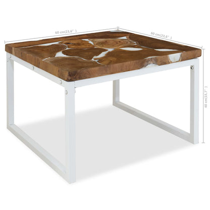 vidaXL Table basse en teck et résine 60x60x40 cm
