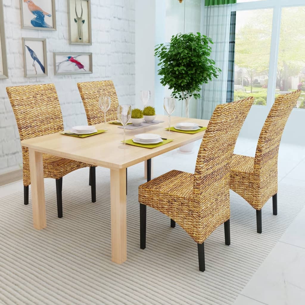 vidaXL Esszimmerstühle 4 Stk. Abaca und Mango Massivholz