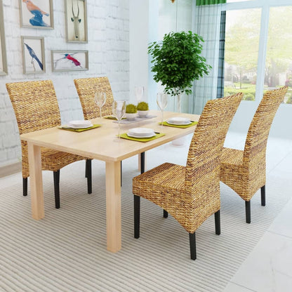 vidaXL Esszimmerstühle 4 Stk. Abaca und Mango Massivholz