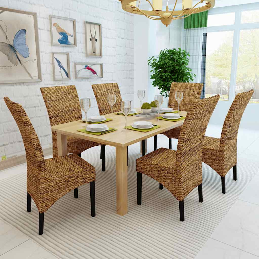 vidaXL Chaises de salle à manger 6 pcs. Abaca et bois de manguier massif