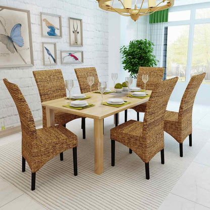 vidaXL Chaises de salle à manger 6 pcs. Abaca et bois de manguier massif