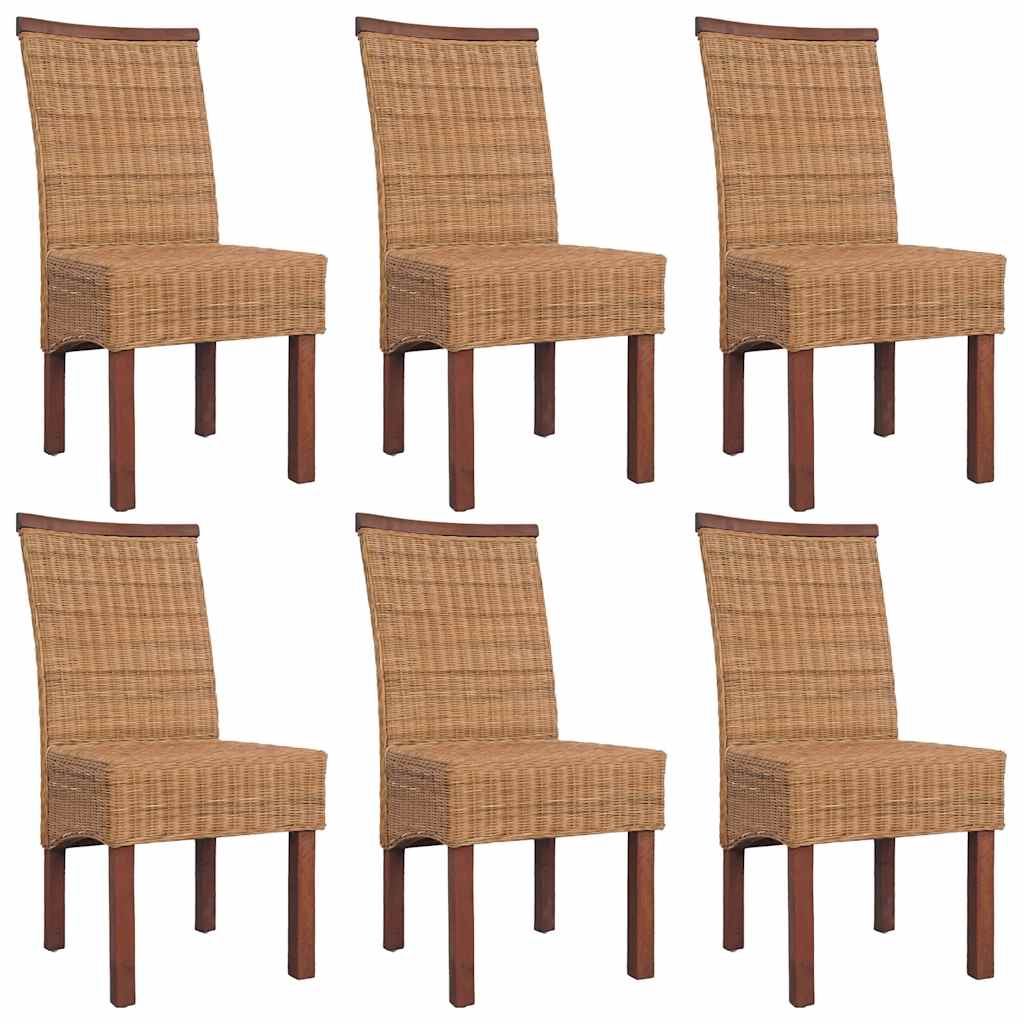 vidaXL Esszimmerstühle 6 Stk. Natur Rattan Braun