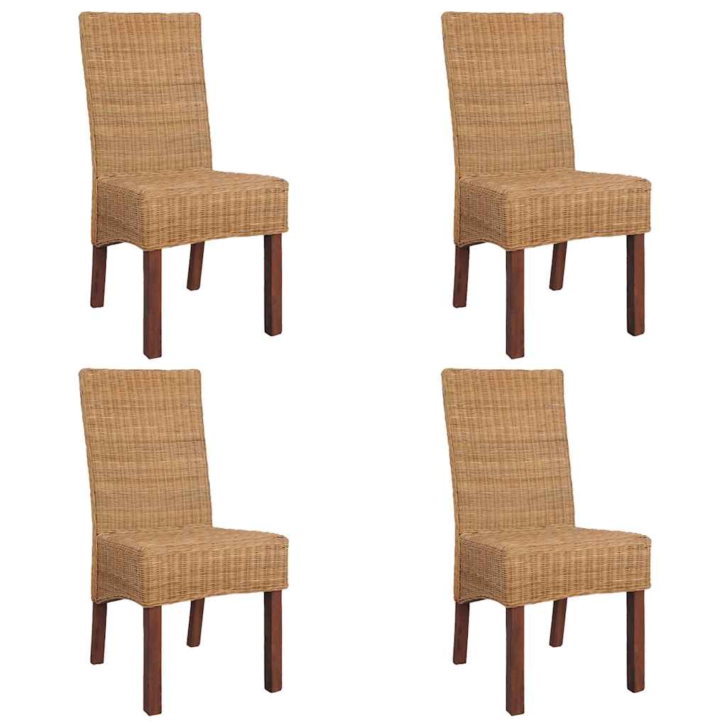 vidaXL Esszimmerstühle 4 Stk. Braun Natur Rattan