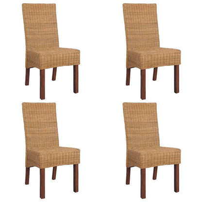 vidaXL Esszimmerstühle 4 Stk. Braun Natur Rattan