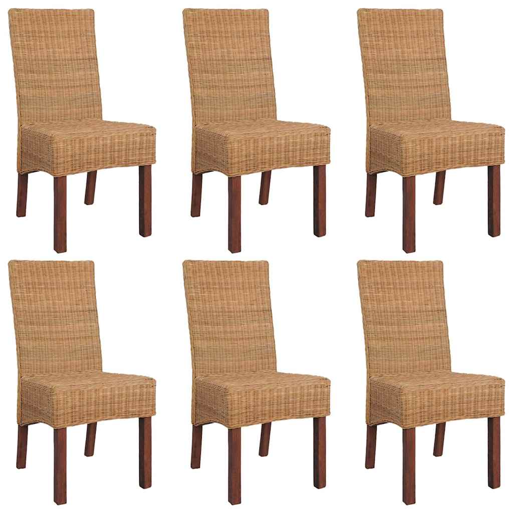 vidaXL Chaises de salle à manger 6 pcs Rotin naturel Marron