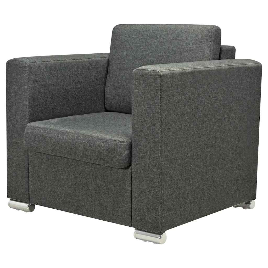 vidaXL Dreiteilige Sofagarnitur Stoff Dunkelgrau