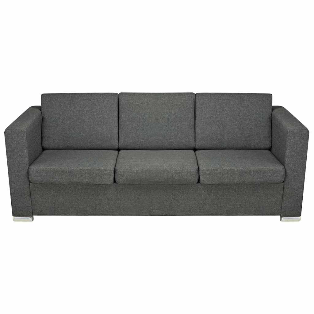 vidaXL Dreiteilige Sofagarnitur Stoff Dunkelgrau