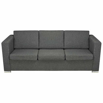 vidaXL Dreiteilige Sofagarnitur Stoff Dunkelgrau