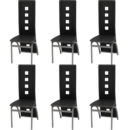 vidaXL Chaises de salle à manger 6 pcs Similicuir Noir