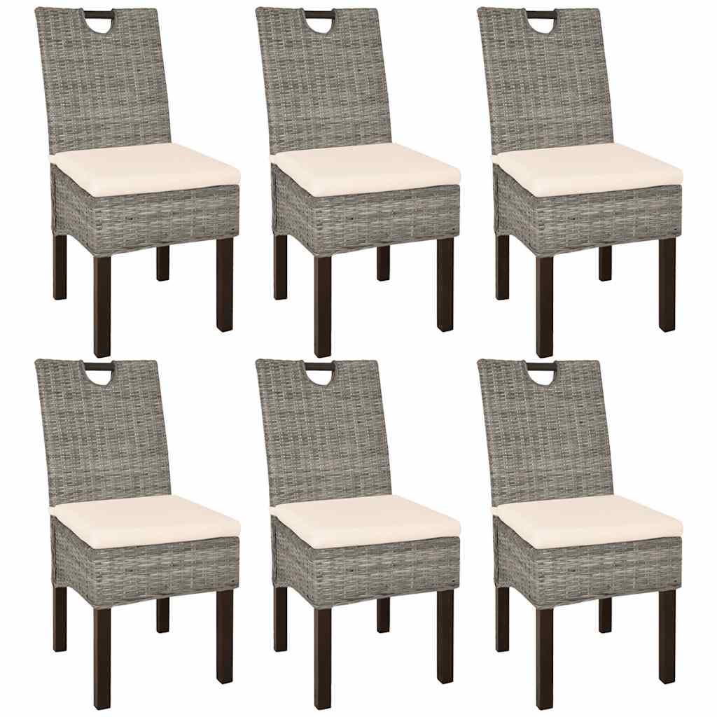 vidaXL Chaises de salle à manger 6 pcs. Rotin Kubu Bois de manguier